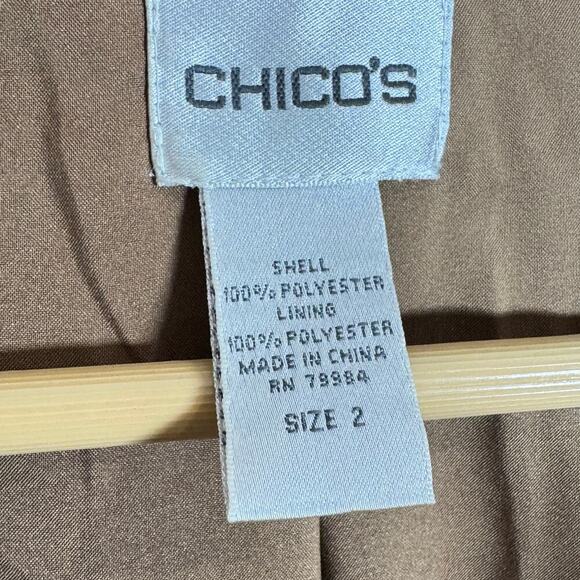 VTG Chicos Blazer Large Vegan Suede Tan embroidered Paisley Bohemian Open Front - Picture 6 of 10